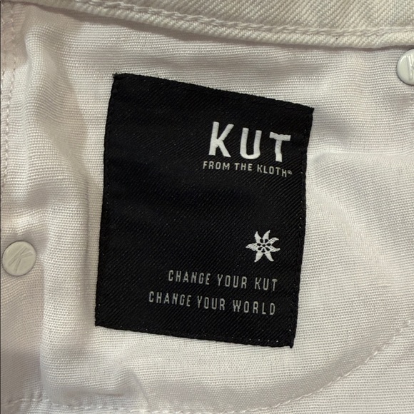 Kut from the Kloth Frayed Hem White Jean Shorts High Rise Size 6 - Picture 4 of 7